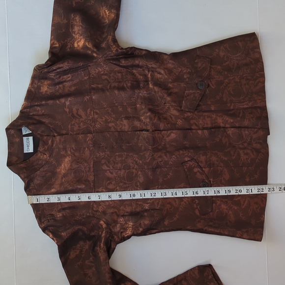 Chico's Silk Linen Shimmery Floral Lined Blazer Small Chico's 0 Metallic Bronze - Picture 13 of 14